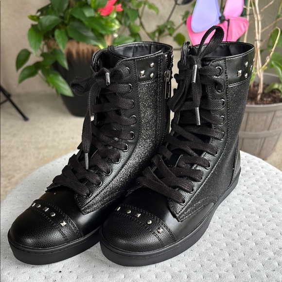 Pastry Black Lace Up Boots with Platform Sole - Picture 1 of 17